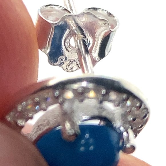 Blue Opal 1.80ct Platinum Finish Solid 925 Sterling Silver Earrings - Picture 7 of 7